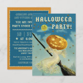 Invitation vintage de partie de Halloween (Devant / Derrière)