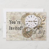 Invitation vintage de partie de Steampunk (Devant)