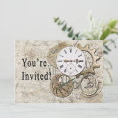 Invitation vintage de partie de Steampunk (Debout devant)