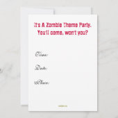 Invitation vintage de partie de thème de zombi (Dos)