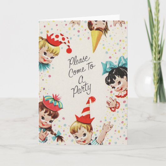 Invitation vintage de partie d'enfants (Devant)