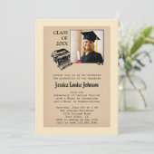 Invitation vintage de photo d'obtention du diplôme (Debout devant)