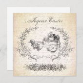 Invitation vintage de poulets de Pâques (Devant / Derrière)