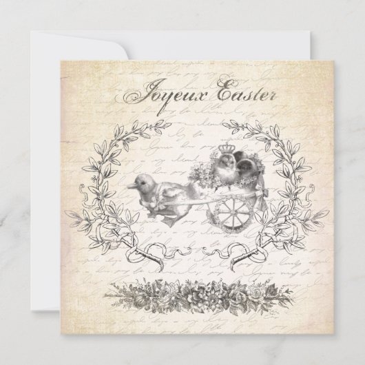 Invitation vintage de poulets de Pâques (Devant)