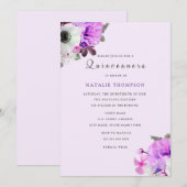 Invitation vintage de Quinceanera Florale Violet (Devant / Derrière)