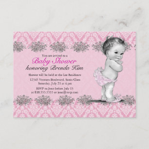 Invitation vintage de rose de baby shower