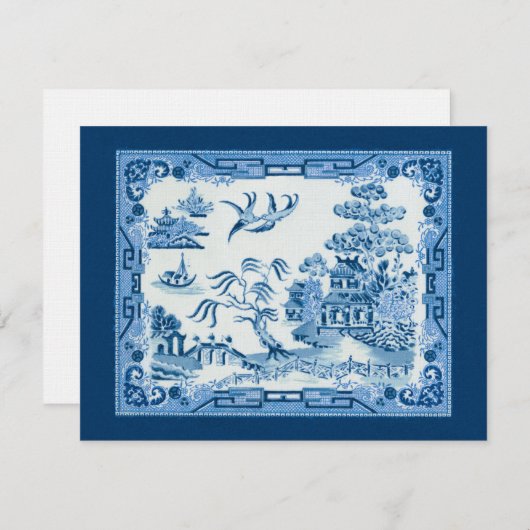 Invitation vintage de saule bleu (Devant / Derrière)