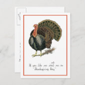 Invitation vintage de Thanksgiving (Devant / Derrière)