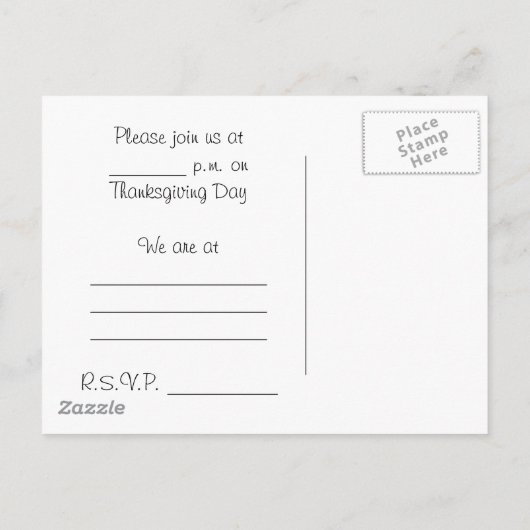 Invitation vintage de Thanksgiving (Dos)