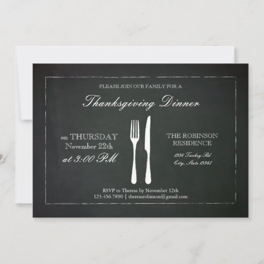 Invitation Vintage de Thanksgiving (Devant)