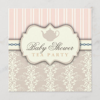 Invitation vintage de thé de baby shower de