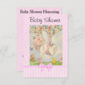 Invitation vintage de transport de bébé rose et bl (Devant / Derrière)