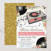 Invitation vintage de Vinyl Record Party (Devant / Derrière)