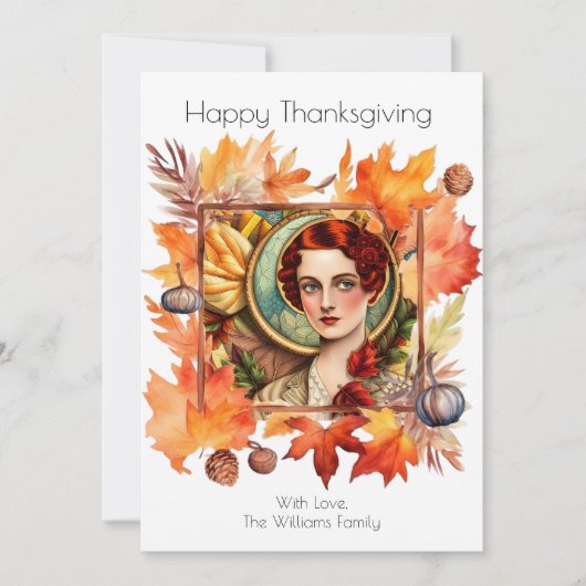 Invitation vintage de voeux d'action de grâces (Devant)