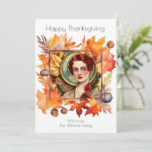 Invitation vintage de voeux d'action de grâces (Debout devant)