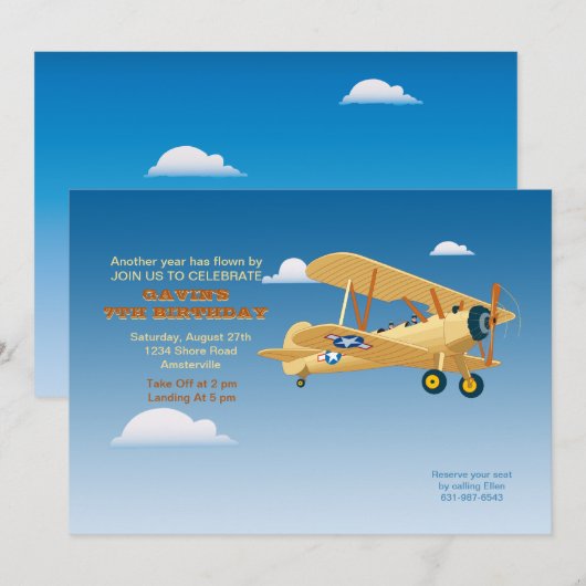 Invitation vintage de vol (Devant / Derrière)