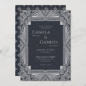 Invitation Vintage Déco Marine Grey (Devant / Derrière)