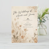 Invitation Vintage Delicate Floral Botanical Mariage Boho (Debout devant)