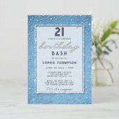 Invitation Vintage Denim Diamonds Élégant 21ème anniversaire (Debout devant)