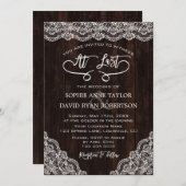 Invitation Vintage dentelle ancienne grange Mariage écriture  (Devant / Derrière)