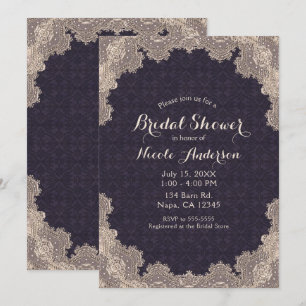 Invitation Vintage dentelle romantique Purple Fête de l'marié