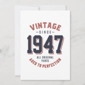 Invitation Vintage depuis 1947 Cadeau d'anniversaire (Devant)