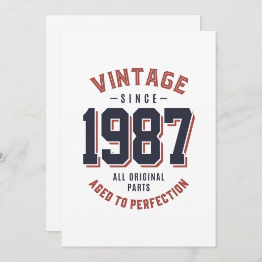 Invitation Vintage depuis 1987 Cadeau d'anniversaire (Devant / Derrière)
