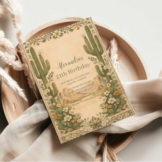 Invitation Vintage Desert Botanicals Birthday