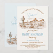 Invitation Vintage Désert Western Little Cowboy Baby shower (Devant / Derrière)