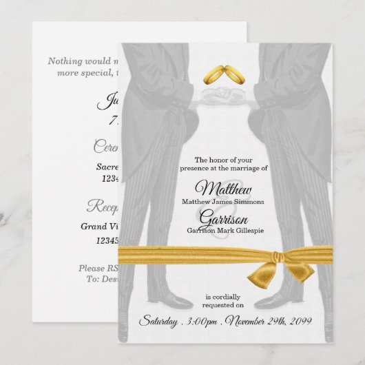 Invitation Vintage deux chambres Mariage gay (Devant / Derrière)