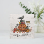 Invitation vintage d'Halloween Black Bird & Citrou (Debout devant)
