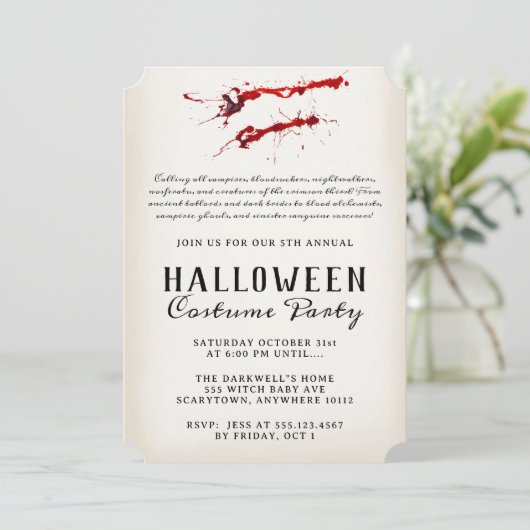 Invitation Vintage d'Halloween Vampire (Debout devant)