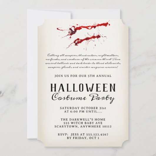 Invitation Vintage d'Halloween Vampire (Devant)
