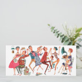 Invitation vintage d'illustration de partie (Debout devant)