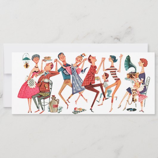 Invitation vintage d'illustration de partie (Devant)