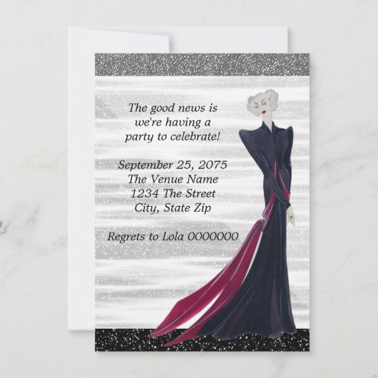 Invitation Vintage Diva fête d'anniversaire (Dos)