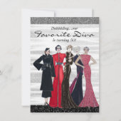 Invitation Vintage Diva fête d'anniversaire (Devant)