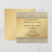 Invitation Vintage doré -Faire-part de mariage (Devant / Derrière)