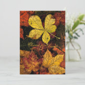 Invitation Vintage doré feuilles d'automne mariage (Debout devant)