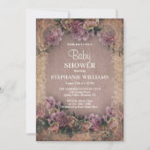 Invitation Vintage Douche bébé encadrée de fleurs (Devant)