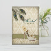 Invitation vintage douche nuptiale mariage damassé (Debout devant)