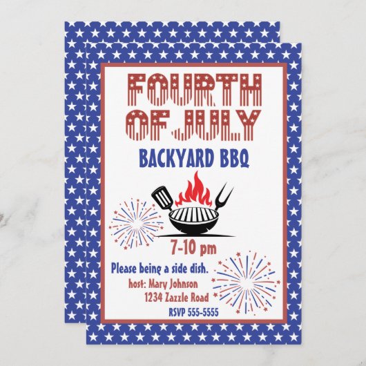 Invitation vintage du 4 juillet (Devant / Derrière)