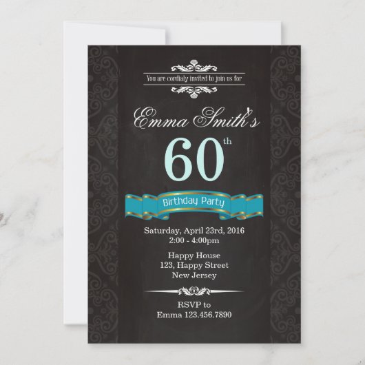 Invitation vintage du 60e anniversaire (Devant)