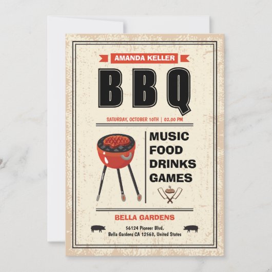 Invitation vintage du barbecue (Devant)
