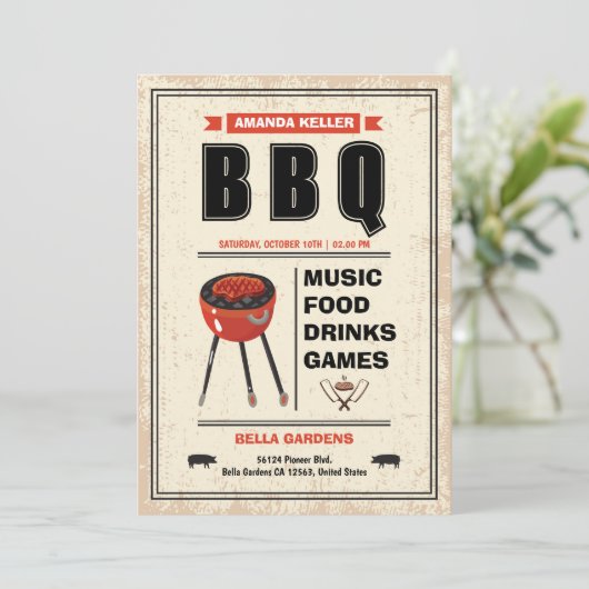 Invitation vintage du barbecue (Debout devant)
