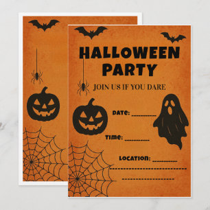 Invitation vintage du parti Halloween   Icônes éff