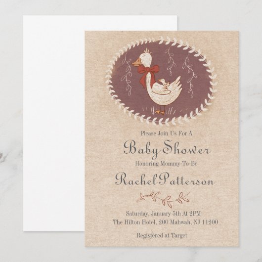 Invitation Vintage Duckling (Devant / Derrière)