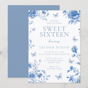 Invitation Vintage Dusty Blue Sweet 16 Party