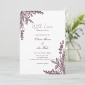 Invitation Vintage Dusty Lavender Herb Wedding  (Debout devant)