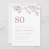 Invitation Vintage Dusty Rose 80e anniversaire (Devant)